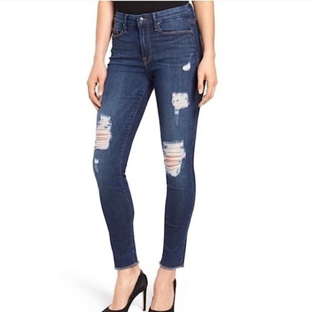 Good american good legs raw edges stretch jeans